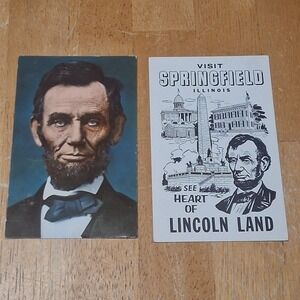 Vintage Abraham‎ Lincoln Postcards (2) Springfield Illinois History 1950s/60s